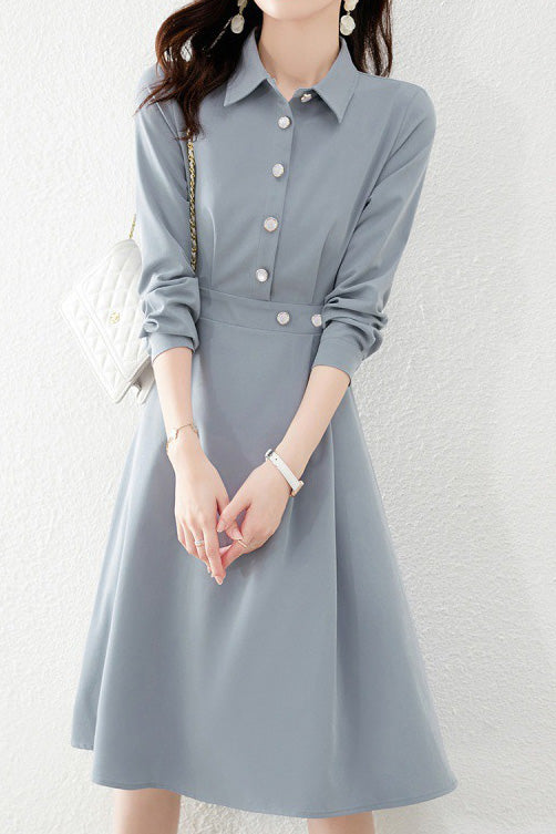 Fashionable Waist-Slimming Shirt Dress