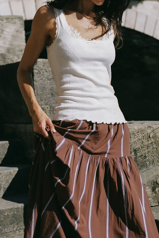 Lace Trim Ribbed Tank Top