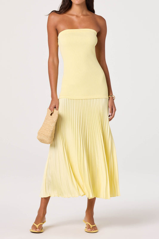 Strapless Knit Pleated Dress