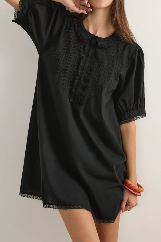 Lace Trim Loose Mini Dress