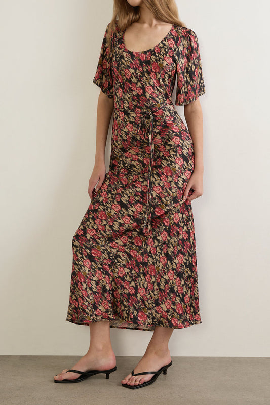 Floral Tie Waist Midi Dress