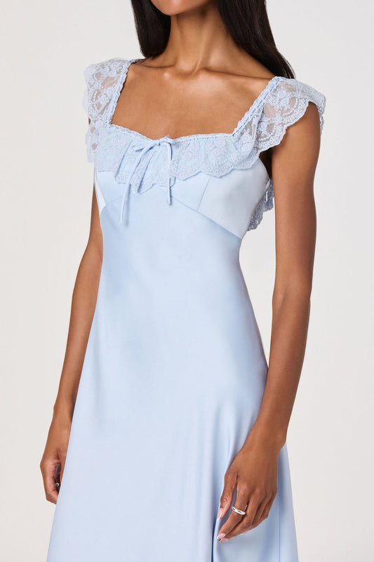 Lace Strap Bow Front Midi Dress