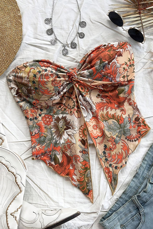 Paisley Print Twist Front Top