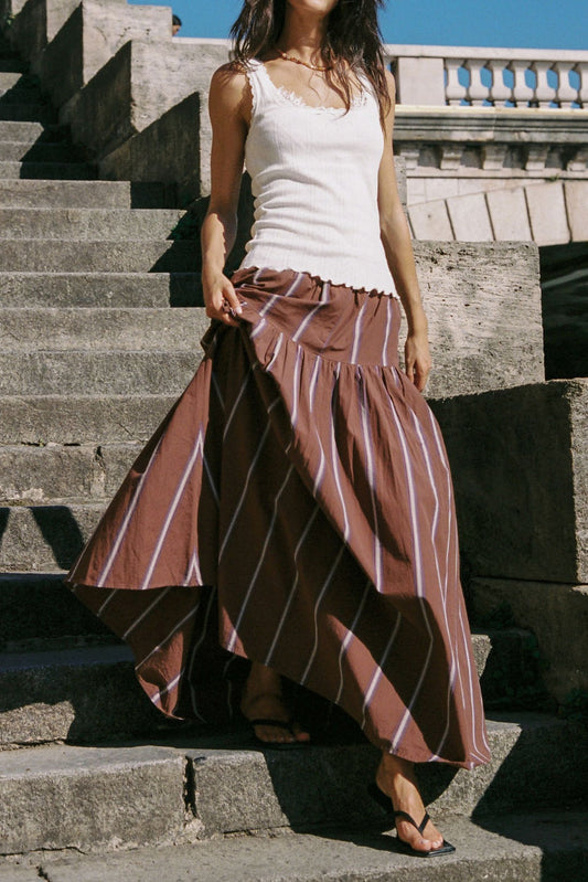 High Waist Striped Maxi Skirt