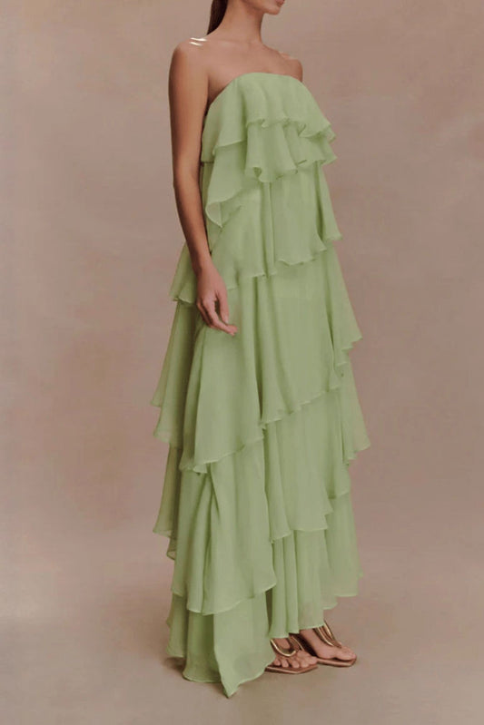 Strapless Ruffle Tiered Maxi Dress