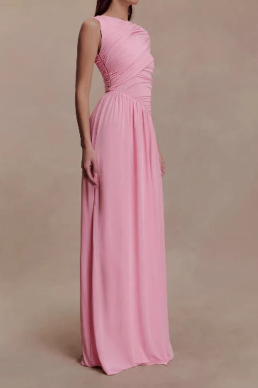 One Shoulder Ruched Waist Maxi Dress