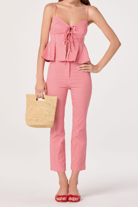 Gingham Tie Front Top
