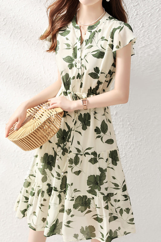 Romantic Floral Prairie Dress with Skipper Collar