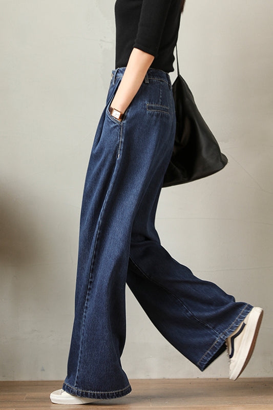 Tuck-In Denim Maxi Wide Pants