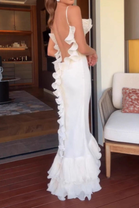 Ruffle Strap Mermaid Maxi Dress