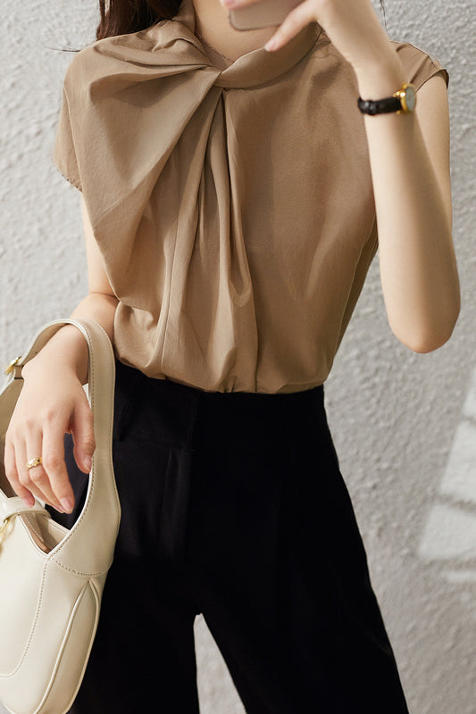 Elegant Draped & Tucked Detail Blouse