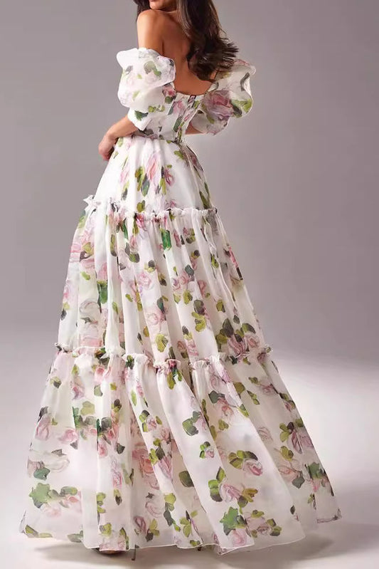 Floral Puff Sleeve Maxi Dress
