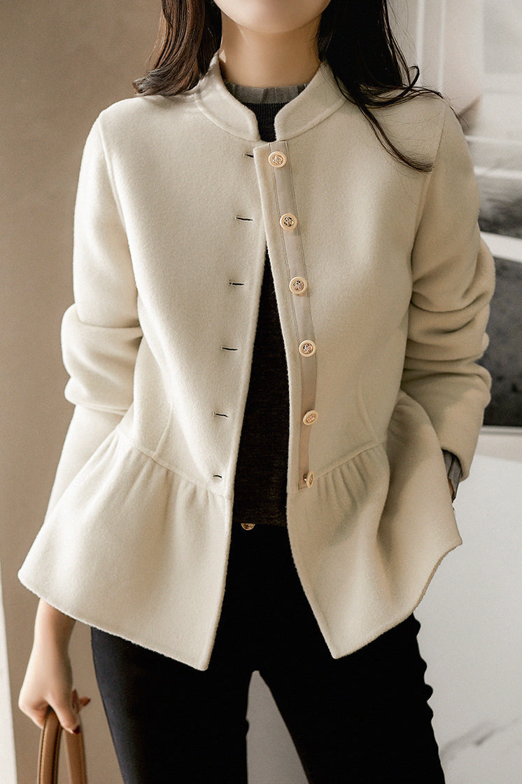 Nail Color Gathered Eco Cashmere Coat