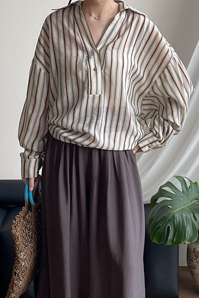 Casual Striped Lightweight Linen Sun-Protective Shirt