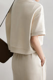 Two-Piece Set: Drop Shoulder Plain Sweat + Back Slit Straight Long Skirt
