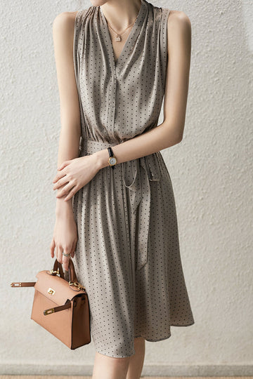 Classic Polka Dot Satin Slip Dress