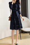 Geometric Print Croissant Sleeve Flare Shirt Dress