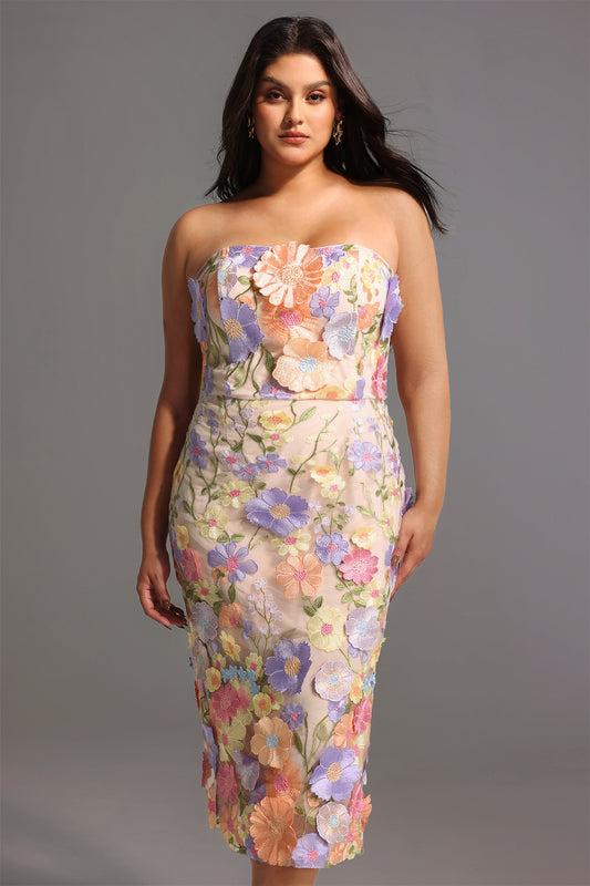 Fala Embroidered Strapless Dress