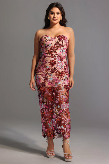 Lilya Off-the-Shoulder Embroidery Sequin Maxi Dress