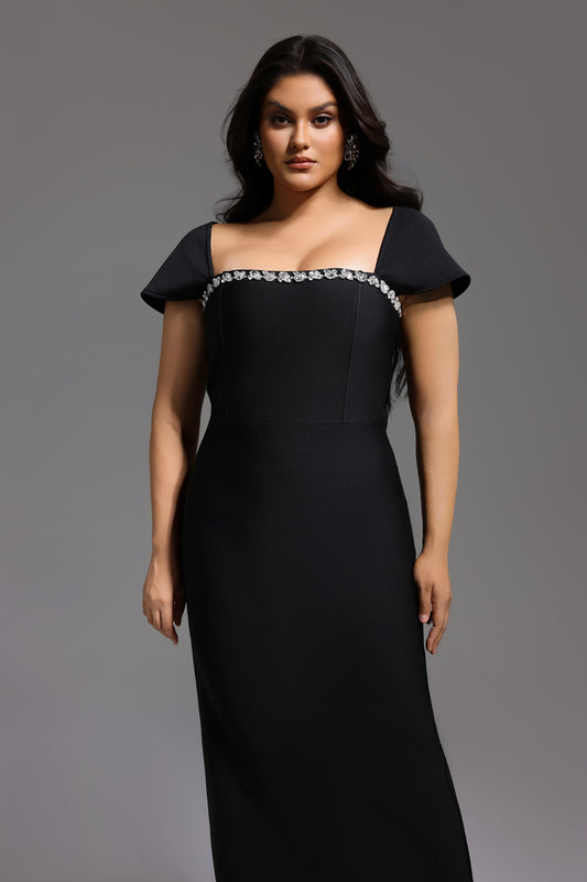 Romelle Short Sleeve Diamond Bandage Maxi Dress