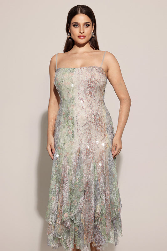 Wola Halter Printed Sequin Maxi Dress