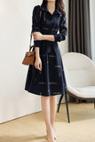 Geometric Print Croissant Sleeve Flare Shirt Dress