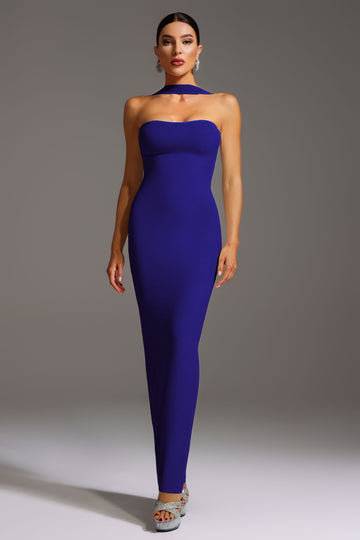Rosee Sleeveless Bandage Blue Maxi Dress
