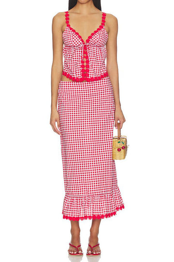 Gingham Cami Skirt Two Piece Set