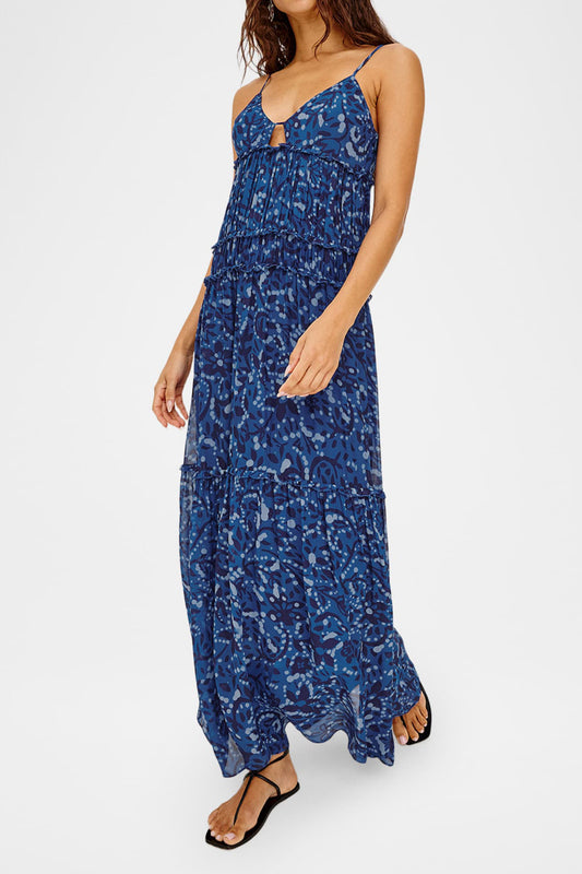 Tie Front Tiered Floral Maxi Dress