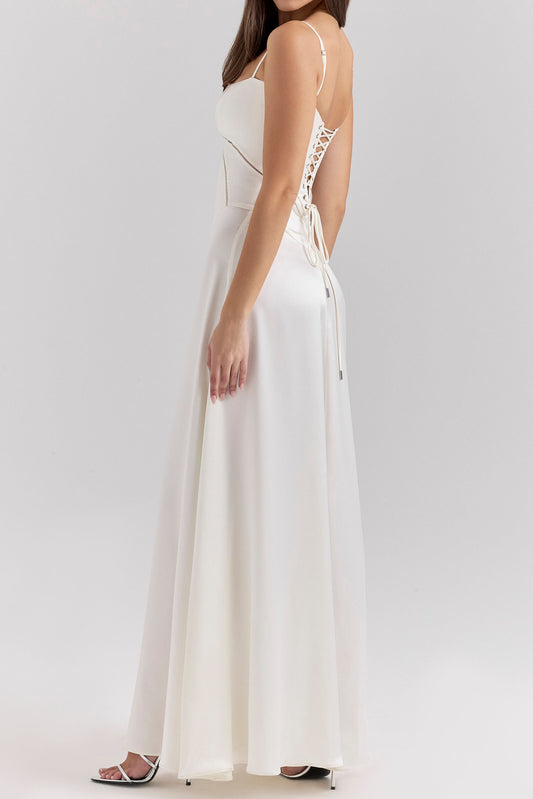 Spaghetti Strap Cutout Corset Maxi Dress