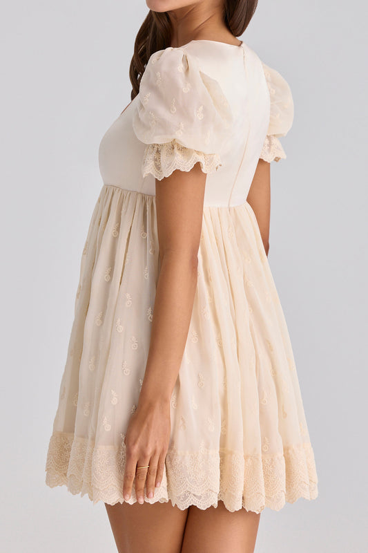 Square Neck Puff Sleeve Babydoll Dress