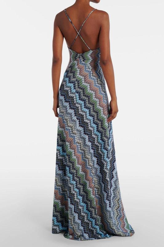 Chevron Print Cami Knit Maxi Dress