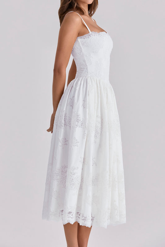 Lace Corset A-Line Midi Dress