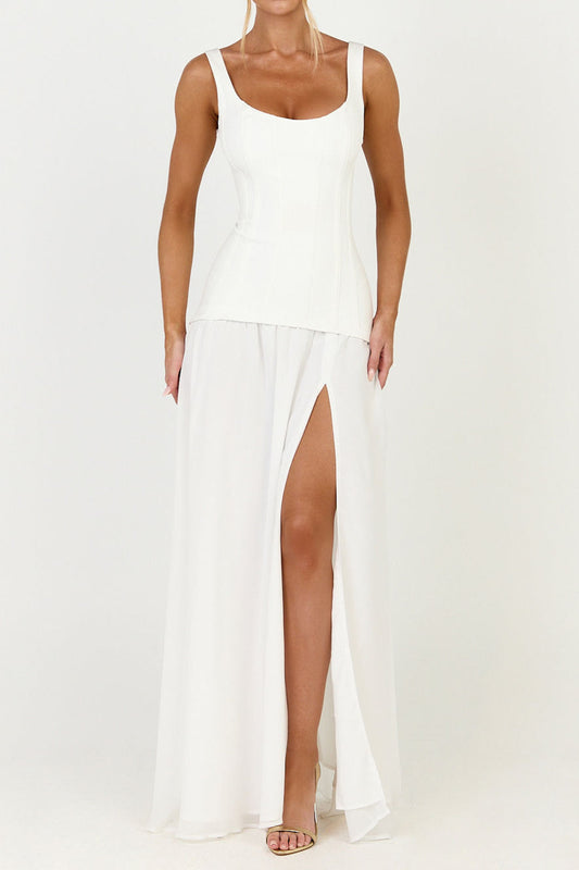 Square Neck Slit Maxi Dress