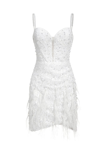 Tryphosa Feather Diamond Mini Dress