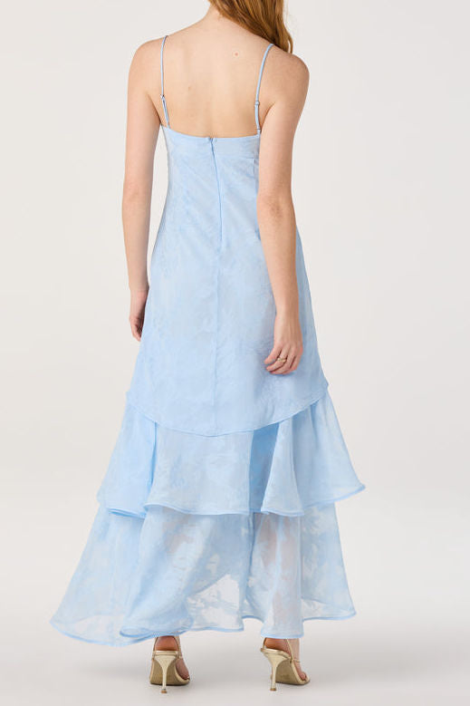 Cowl Neck Tiered Chiffon Maxi Dress