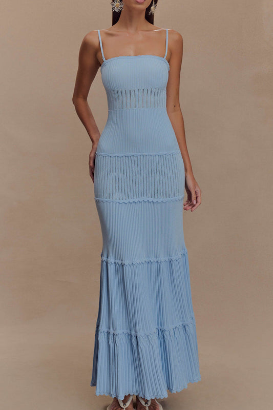 Pointelle Knit Tiered Maxi Dress
