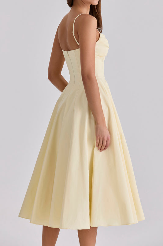 Sweetheart Pleated A-Line Midi Dress