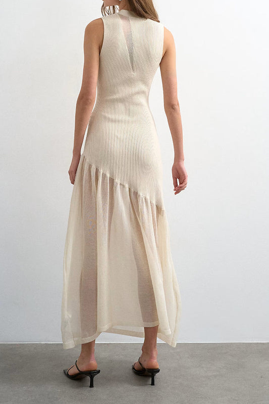 French Chic Loose-Knit Ribbed Dress