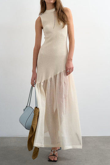 French Chic Loose-Knit Ribbed Dress