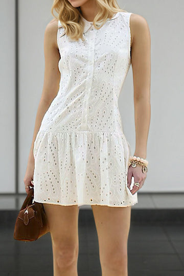 Minimalist Fitted Sleeveless Single-Breasted Button Dress
