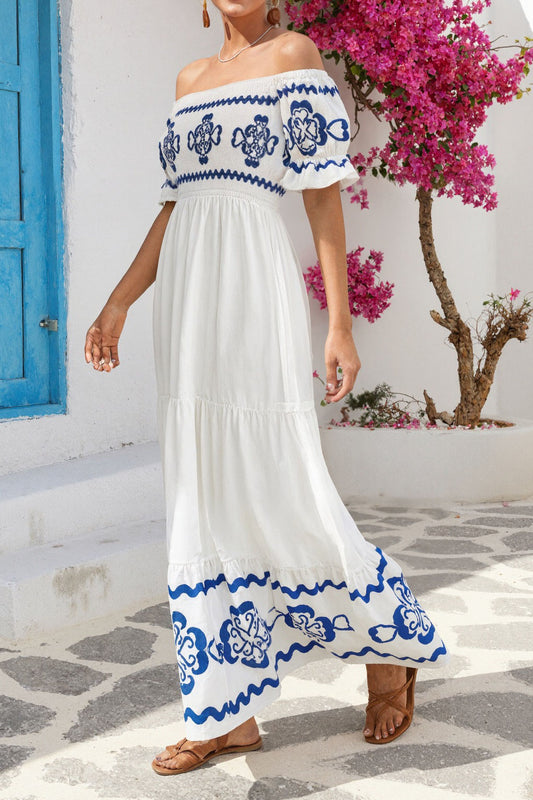 Fashion Printed One-Shoulder Dress