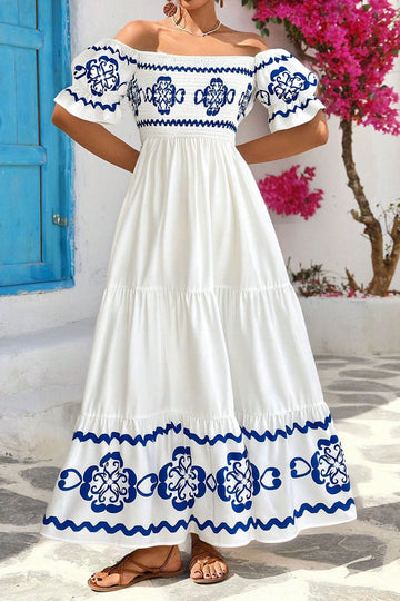 Fashion Printed One-Shoulder Dress