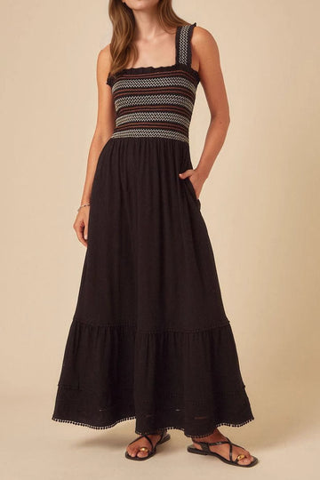 French Vacation Style: Spaghetti-Strap Tank-Style Patchwork Dress