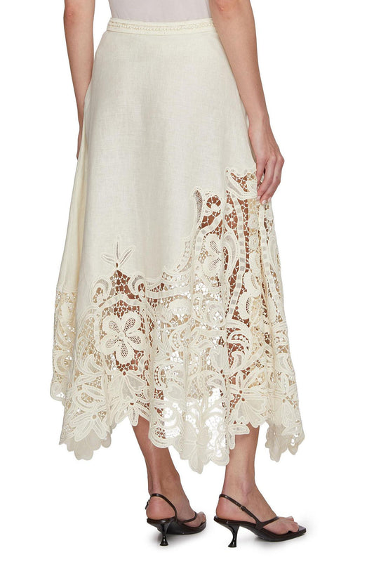 Floral Hollow-Out Embroidery Loose French A-Line Skirt