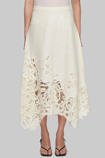Floral Hollow-Out Embroidery Loose French A-Line Skirt