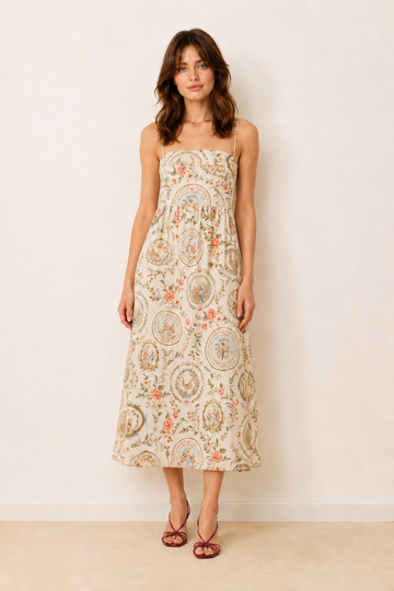 Retro Designer Allover Printed Slip Dress
