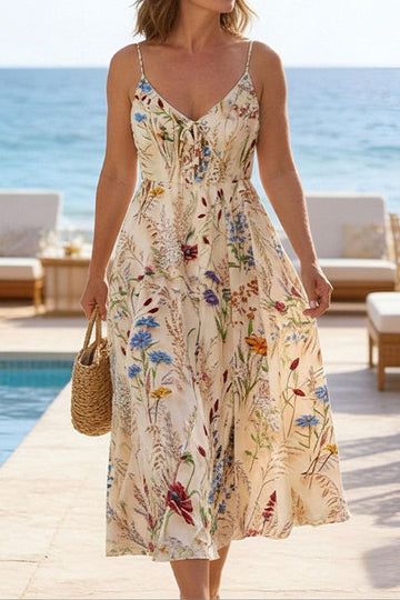 Elegant Botanical Printed Slip Dress
