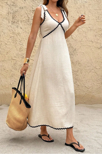 Summer European Sleeveless Tank Dress Open Back Midi For Women