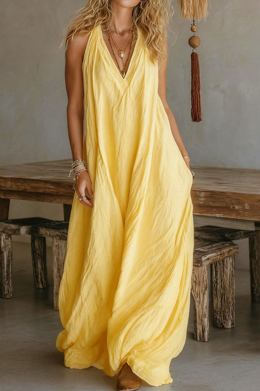 Casual Sleeveless Loose Pocket Long Dress For Women